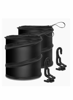 Y&D 2PCS Collapsible Pop Up Car Trash Can, Camping Universal Traveling Portable Garbage Bin Waste Basket Rubbish with 2 Seat Hook for to Organize Black  - Image 1