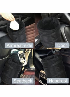 Y&D 2PCS Collapsible Pop Up Car Trash Can, Camping Universal Traveling Portable Garbage Bin Waste Basket Rubbish with 2 Seat Hook for to Organize Black  - Image 3