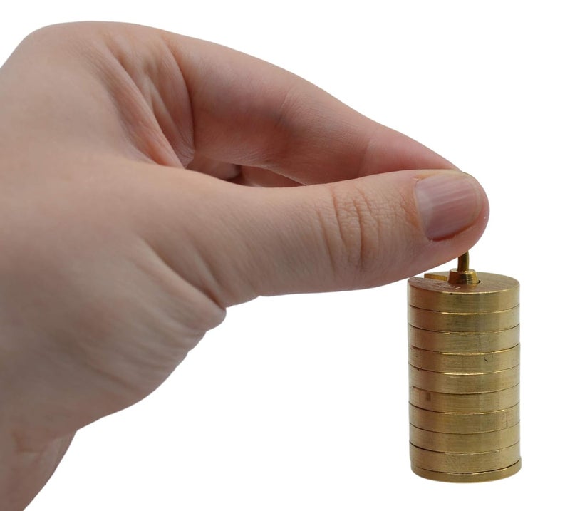 EISCO Slotted Weight Set, 100g - Brass - with Hook - Removable Weights - 10g Each - Image 2