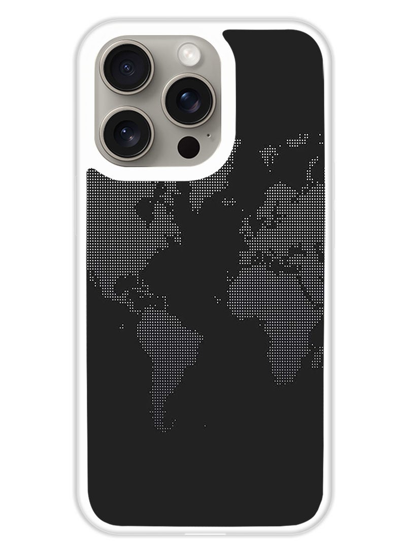 Theodor Protective Case Cover For APPLE IPHONE 15 Pro Map In Dots (White Bumper) - Image 1