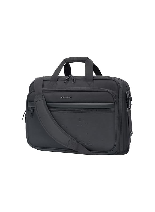 CABINPRO Premium Laptop Briefcase Bag Water Resistant Expandable Unisex Shoulder Business Bag with Adjustable Shoulder Strap for Men and Women, CP011 (Black)  - Image 1