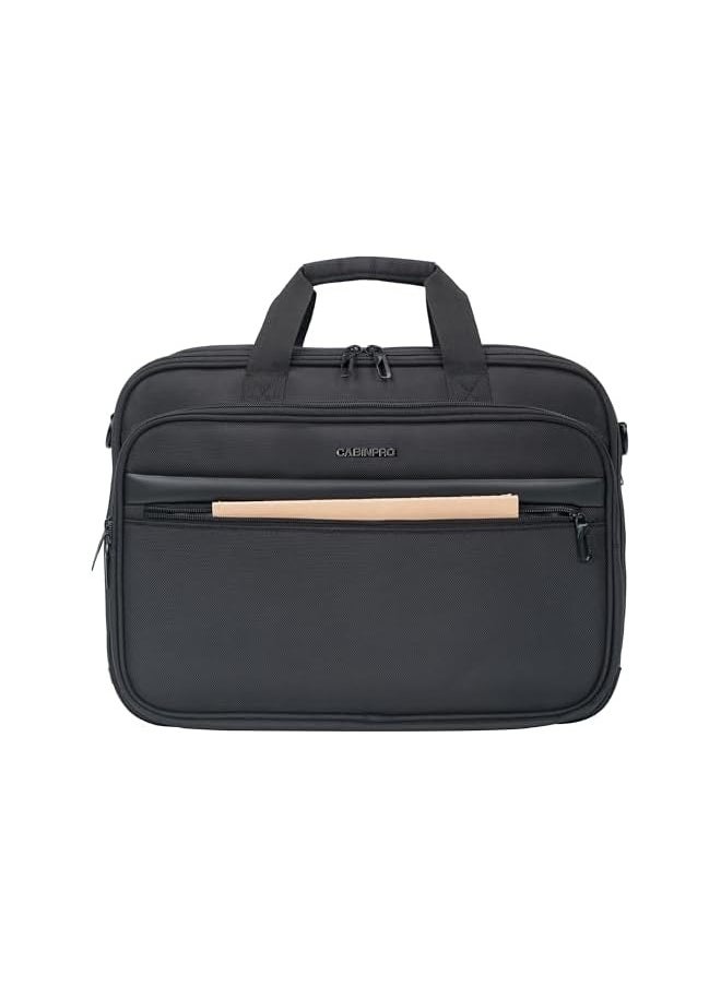 CABINPRO Premium Laptop Briefcase Bag Water Resistant Expandable Unisex Shoulder Business Bag with Adjustable Shoulder Strap for Men and Women, CP011 (Black)  - Image 3
