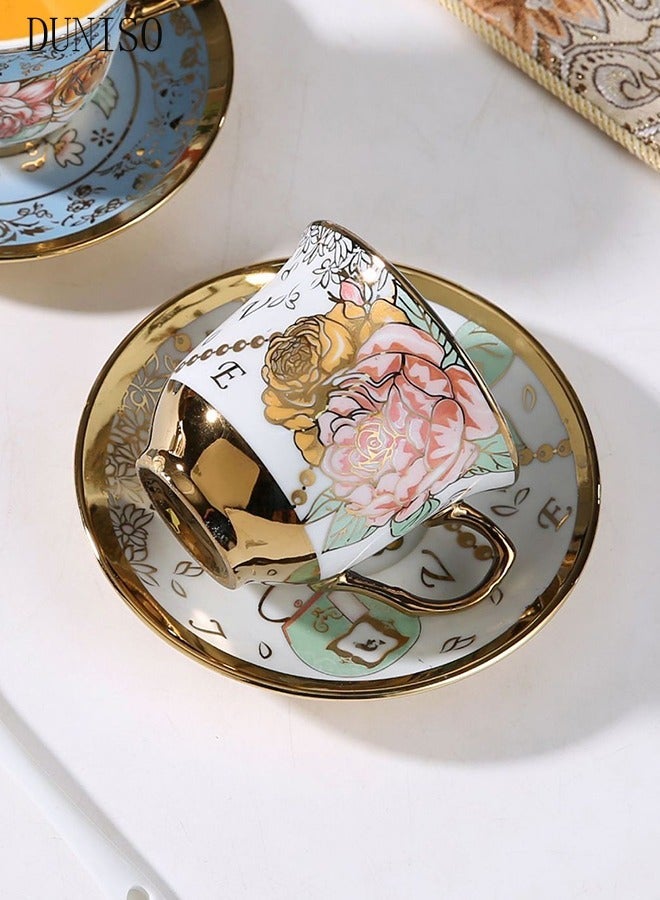 DUNISO French Retro Phnom Penh Tea Cups and Saucers Set Porcelain Tea Set for Tea Party Afternoon Tea Cups Saucer for Coffee Milk Kitchen and Drawing Room - Image 4