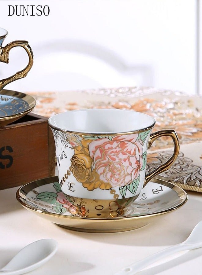 DUNISO French Retro Phnom Penh Tea Cups and Saucers Set Porcelain Tea Set for Tea Party Afternoon Tea Cups Saucer for Coffee Milk Kitchen and Drawing Room - Image 5