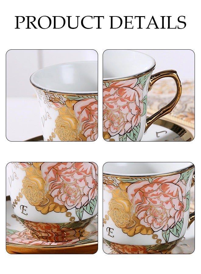 DUNISO French Retro Phnom Penh Tea Cups and Saucers Set Porcelain Tea Set for Tea Party Afternoon Tea Cups Saucer for Coffee Milk Kitchen and Drawing Room - Image 3