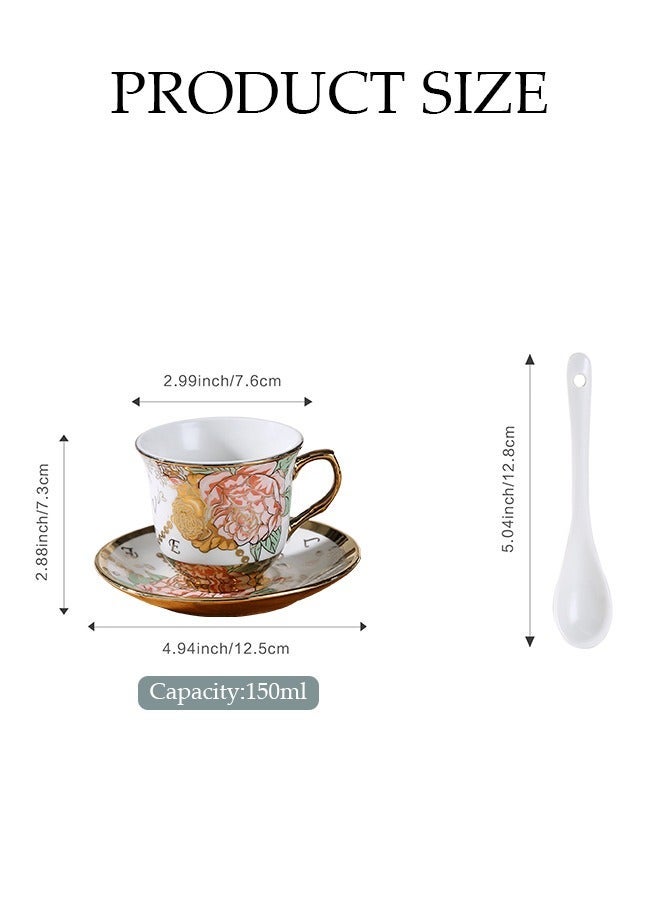 DUNISO French Retro Phnom Penh Tea Cups and Saucers Set Porcelain Tea Set for Tea Party Afternoon Tea Cups Saucer for Coffee Milk Kitchen and Drawing Room - Image 2