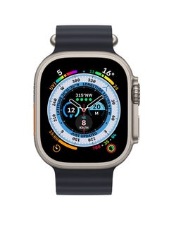 Smart Watch T900 Ultra, with Aluminum case, size 49, wireless charging and measuring heart beats, temperature and recieving calls and messages ,compatible with all devices, and  ocean strap.