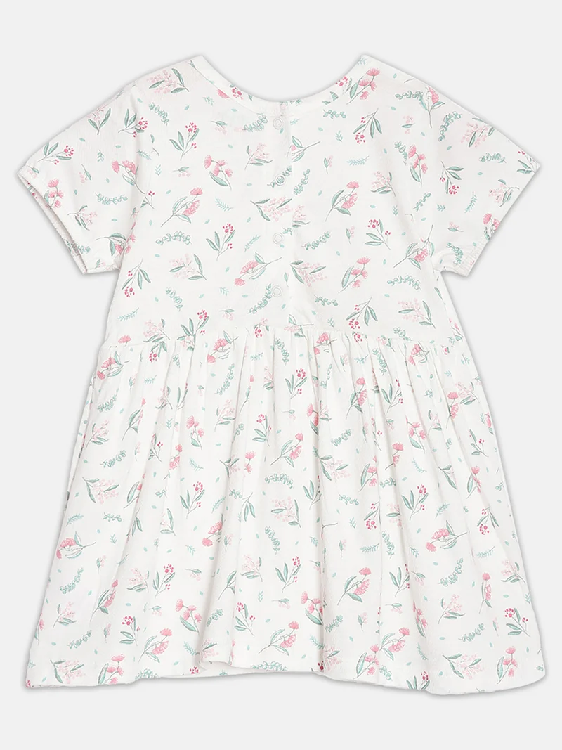 Broon Broon Infant Girls Off White Floral Organic Cotton Dress