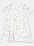 برون white with pink and green floral print