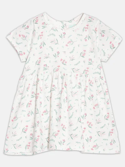 Broon Broon Infant Girls Off White Floral Organic Cotton Dress