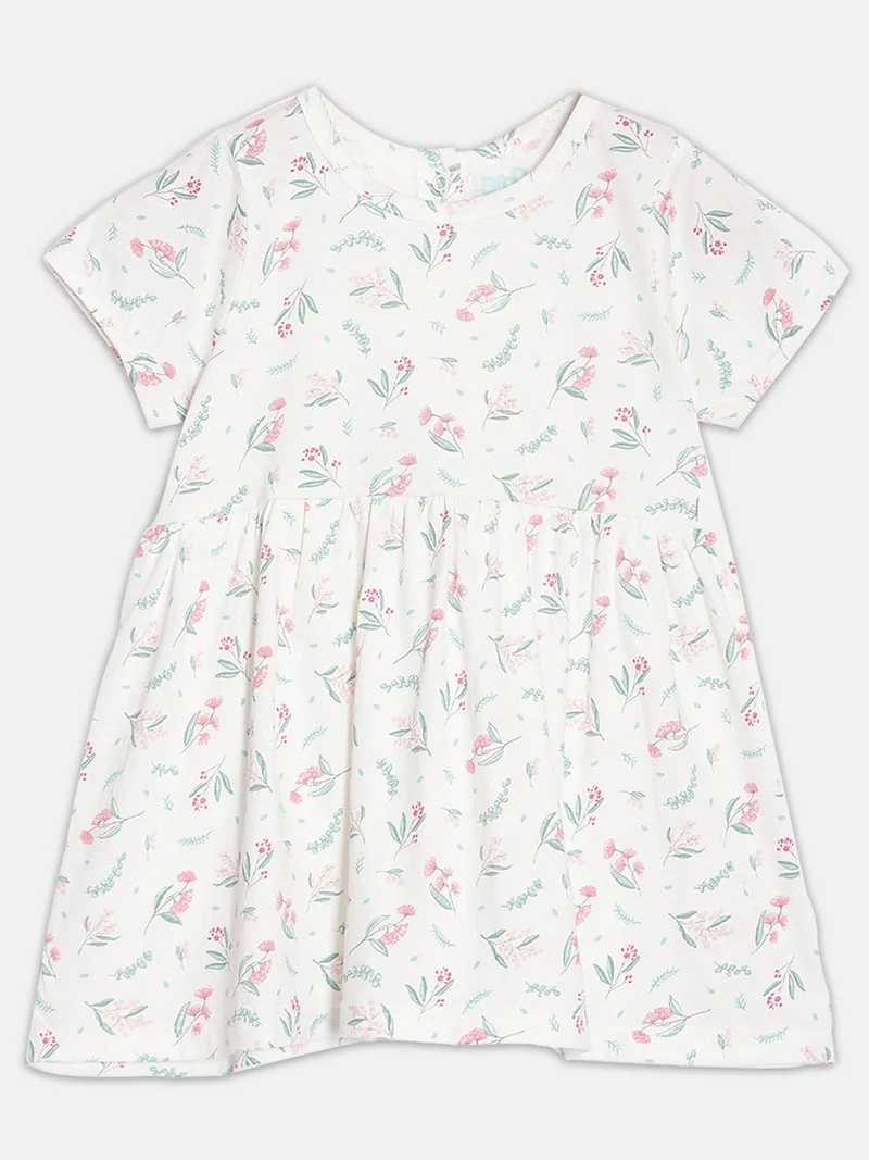 Broon Broon Infant Girls Off White Floral Organic Cotton Dress