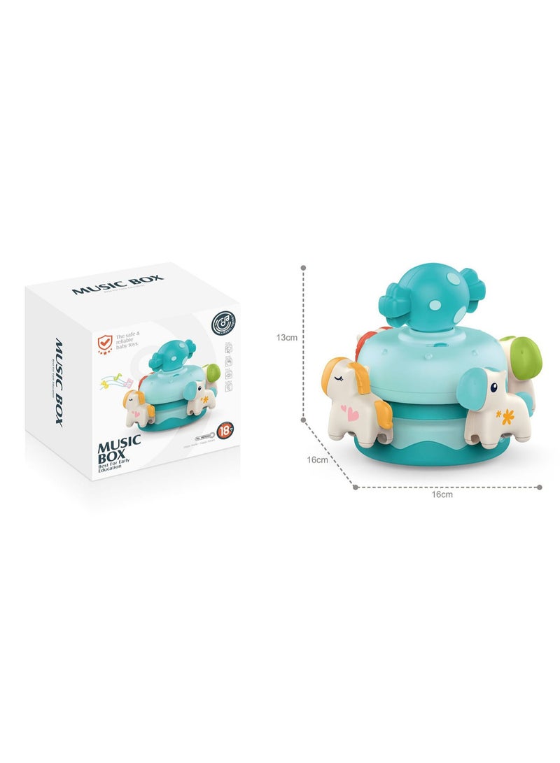 Hot Sale Carousel Music Box Baby Dining Table Chair Suction Cup Turn Music Box Early Education Toy (Blue)  - Image 2