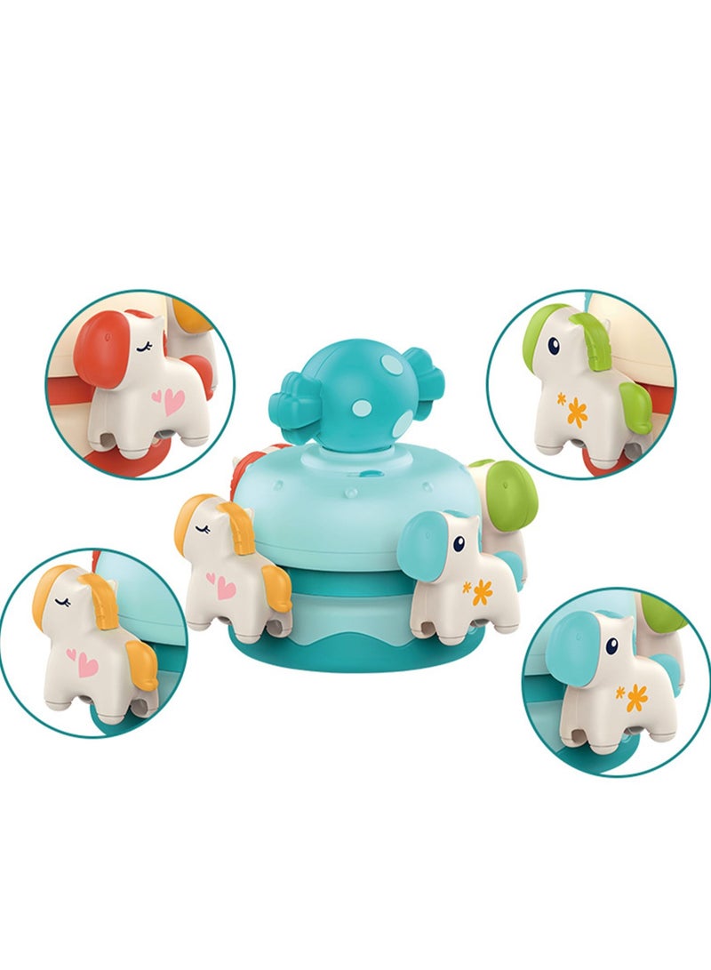 Hot Sale Carousel Music Box Baby Dining Table Chair Suction Cup Turn Music Box Early Education Toy (Blue)  - Image 3