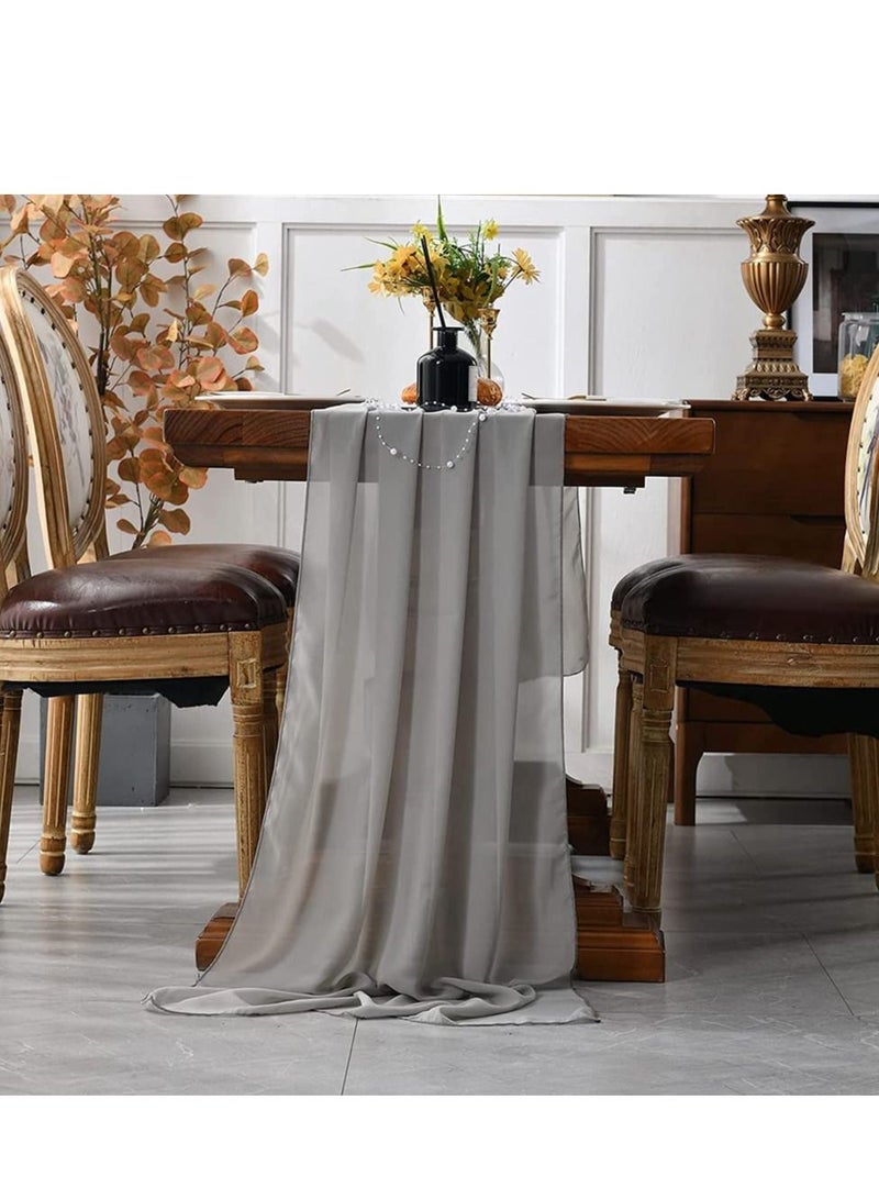KASTWAVE Wedding Table Runners Chiffon Table Runner Sheer Wedding Arch Overlay Fabric for for Wedding Home and Dining Table Decor Birthday Party Decoration Light Gray 29 x 120 Inches - Image 2