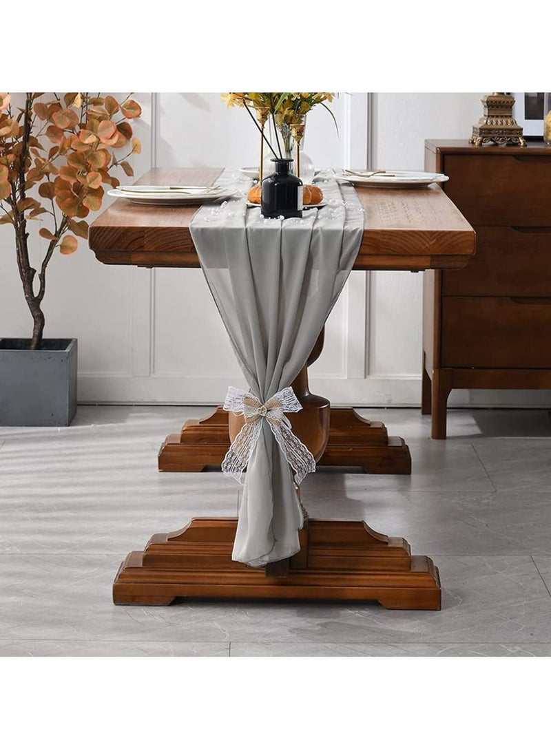 KASTWAVE Wedding Table Runners Chiffon Table Runner Sheer Wedding Arch Overlay Fabric for for Wedding Home and Dining Table Decor Birthday Party Decoration Light Gray 29 x 120 Inches - Image 4