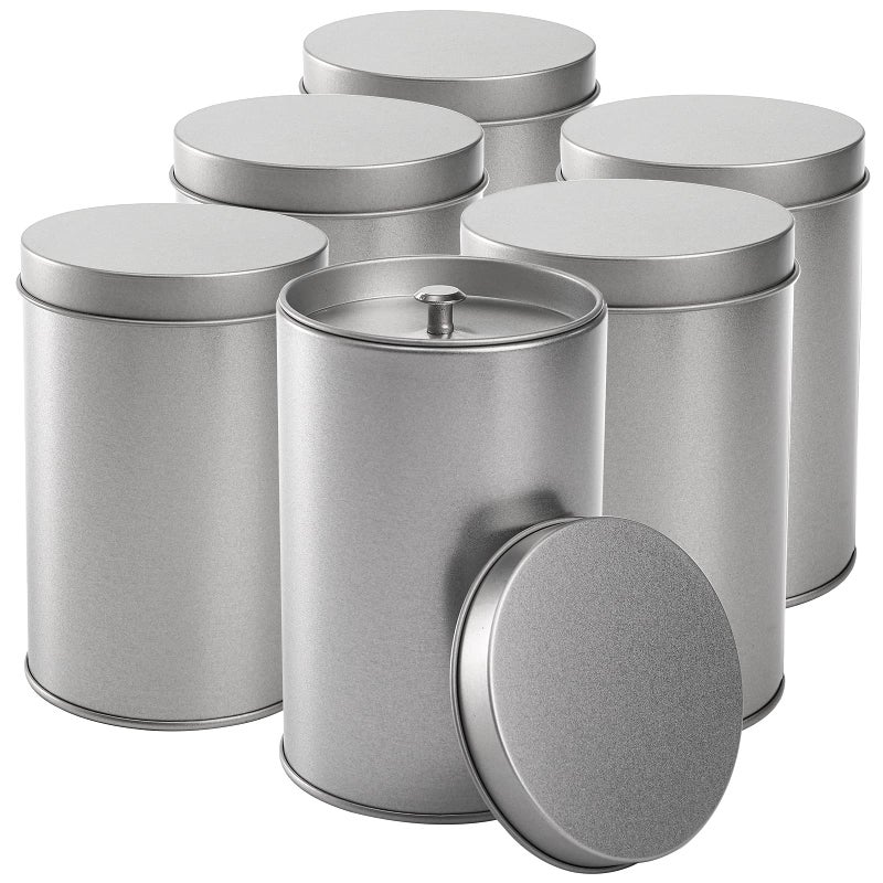 Yesland 6 Pack Tea Tin Canister with Airtight Double Lids, 12 Fluid Oz Tin Can Box and Small Round Kitchen Canisters for Loose Tea, Coffee, Candy, Herbs and Spices(Rose Gold) - Image 1