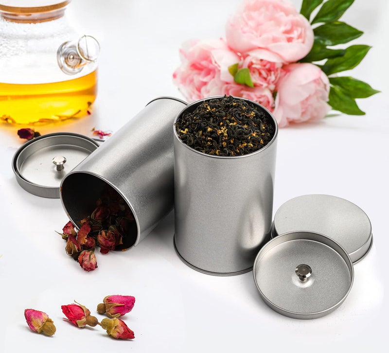 Yesland 6 Pack Tea Tin Canister with Airtight Double Lids, 12 Fluid Oz Tin Can Box and Small Round Kitchen Canisters for Loose Tea, Coffee, Candy, Herbs and Spices(Rose Gold) - Image 4