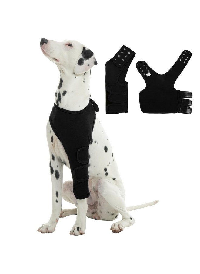روزكيتش بدلة جراحة الكلاب ROZKITCH للأرجل الأمامية اليسرى، كم تعافي الكلاب للأرجل المتوسطة، كم مضاد للعق ساق الكلب، بديل مخروطي للكلاب قابل للتهوية، بدلة قابلة للغسل للعناية بالجروح للكلاب، أسود كبير - Image 1