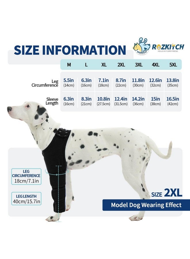 روزكيتش بدلة جراحة الكلاب ROZKITCH للأرجل الأمامية اليسرى، كم تعافي الكلاب للأرجل المتوسطة، كم مضاد للعق ساق الكلب، بديل مخروطي للكلاب قابل للتهوية، بدلة قابلة للغسل للعناية بالجروح للكلاب، أسود كبير - Image 5