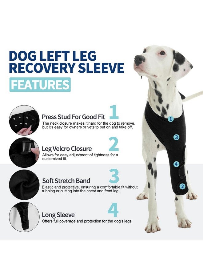 روزكيتش بدلة جراحة الكلاب ROZKITCH للأرجل الأمامية اليسرى، كم تعافي الكلاب للأرجل المتوسطة، كم مضاد للعق ساق الكلب، بديل مخروطي للكلاب قابل للتهوية، بدلة قابلة للغسل للعناية بالجروح للكلاب، أسود كبير - Image 2