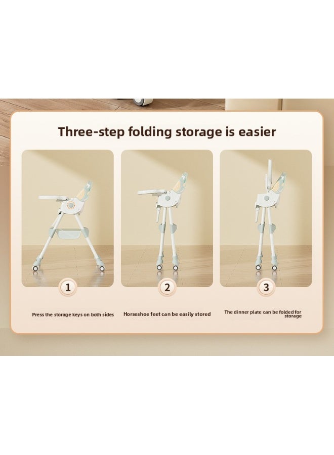 ORiTi كرسي طعام للأطفال متعدد الوظائف - كرسي معدني قابل للطي لنمو الأطفال، كرسي طعام متأرجح - وردي - Image 3