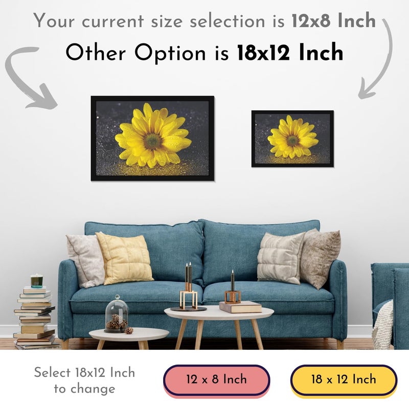 Mad Masters Yellow Sunflower Flower Nature Beauty Painting Photo Frame for Living Room Bedroom Home Decor and Wall Decoration MM 1852 8x12 Inch Paper Without Plexi Glass - Image 4