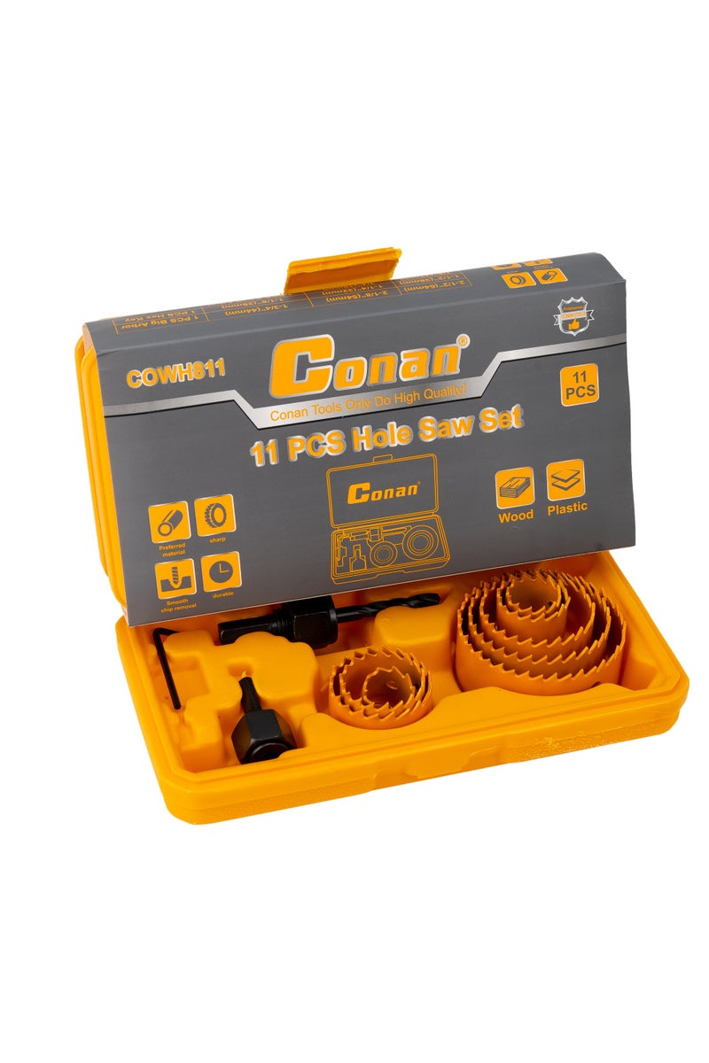 Conan 11 PCS Hole Saw Set – COWH811 – For Wood & Plastic - Image 1