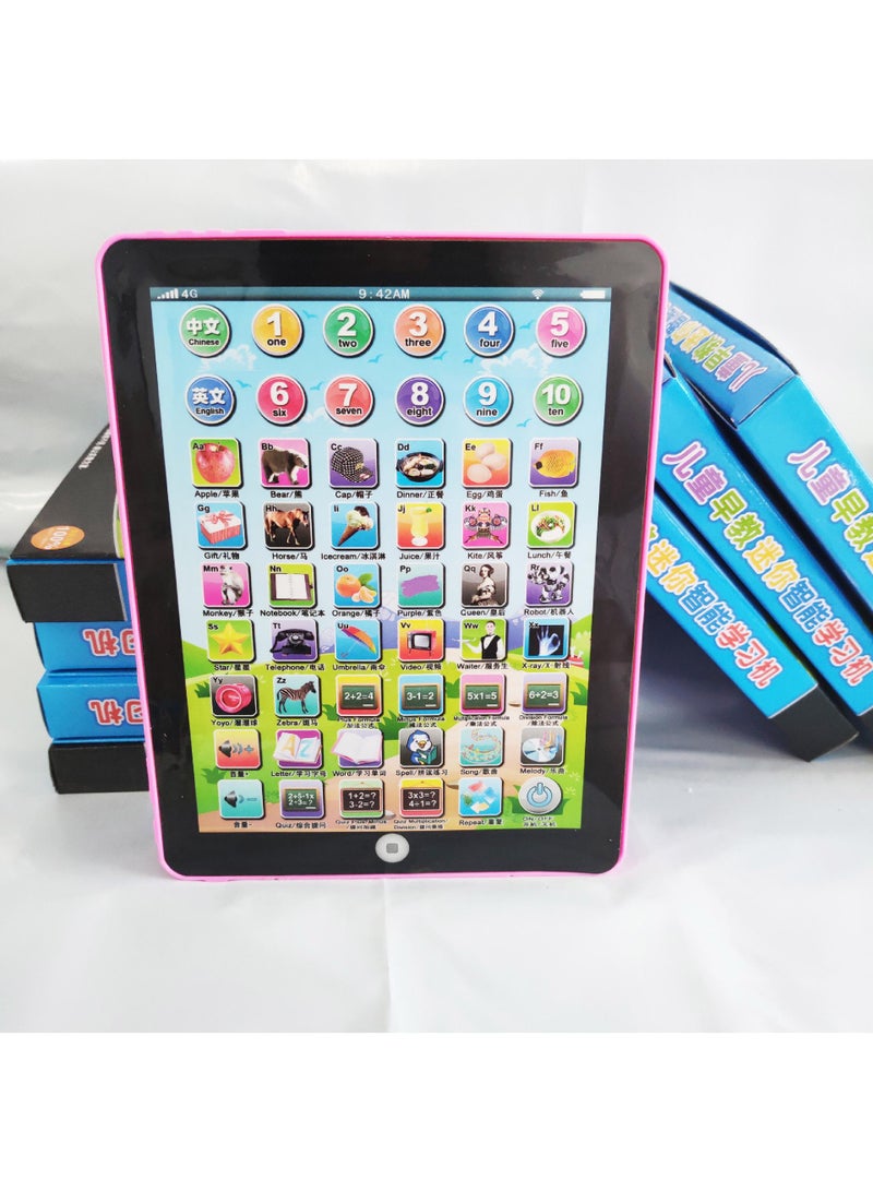English tablet learning machine Children's early education story machine Mini dot-reading machine simulation learning toy without battery pink 1Pcs  - Image 1
