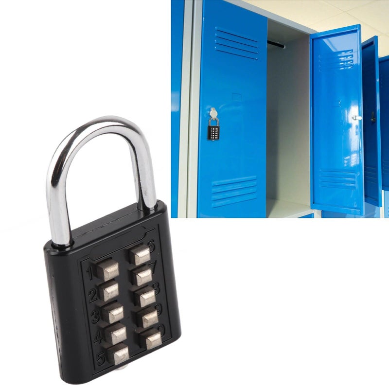Black 10 Digit Combination Padlock Push Button Lock for Gym Gate Cabinet Toolbox - Image 4