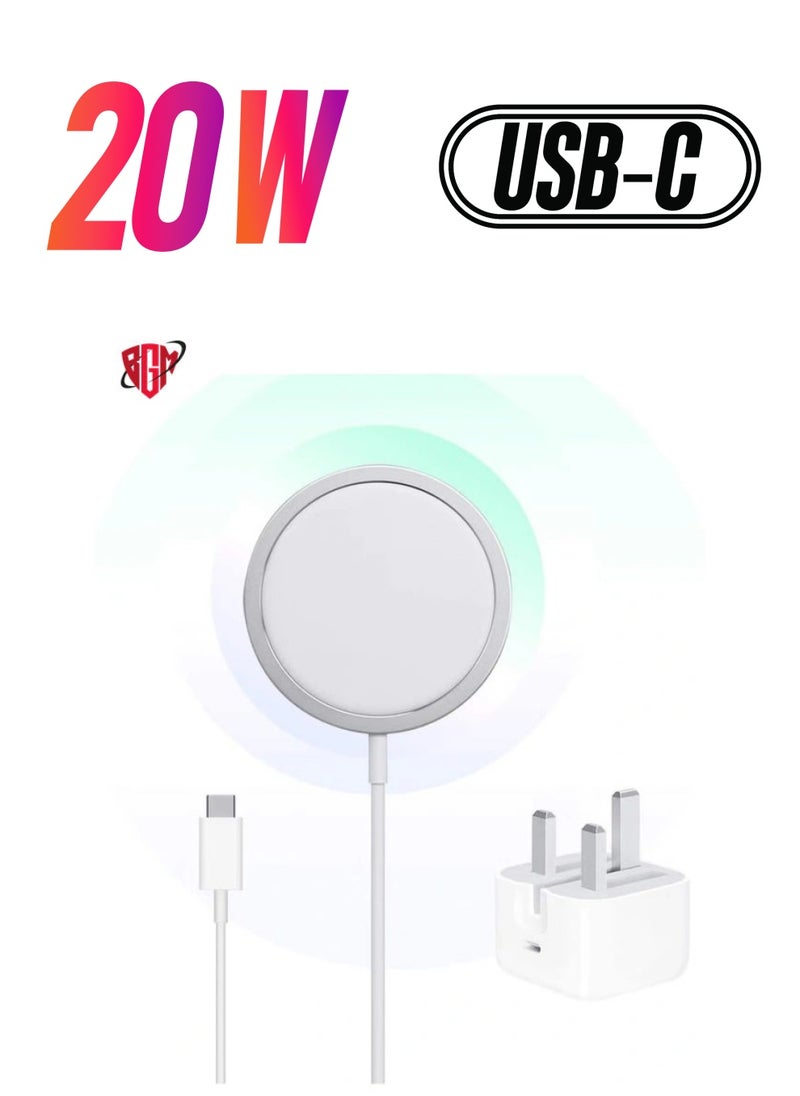 BGM - 20W Magnetic Wireless Charging Cable USB-C Compatible with Apple iPhone 12/12 Mini/12 Pro/12 Pro Max - Image 1