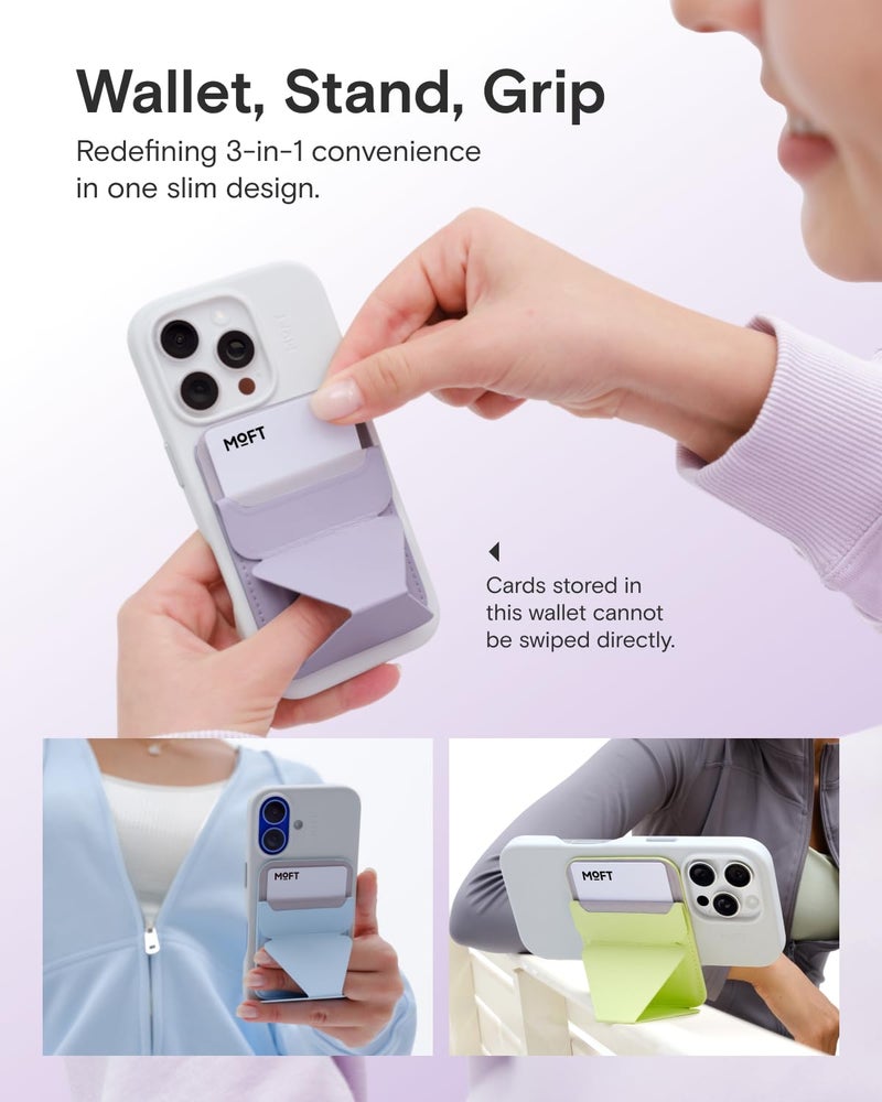 MOFT Magnetic Wallet Stand Compatible with iPhone 17/16/15/14/13/12 Series, Angle Adjustment & Magsafe Compatible MOVAS Phone Stand,Peony - Image 3