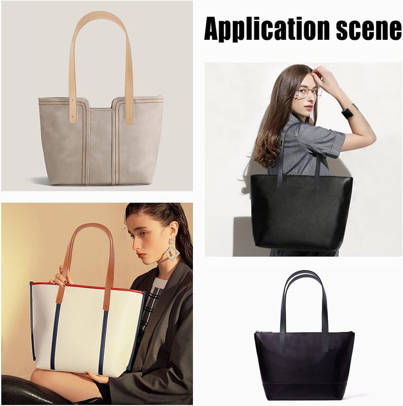 كلاراكو مجموعة من 6 مقابض حقائب جلدية من كلاركو، 3 ألوان من أحزمة حقائب اليد المصنوعة من جلد البولي يوريثان مع مسامير بمقبض يدوي الصنع وحزام بديل لحقيبة الكتف 23.6 بوصة لمستلزمات صنع الحقائب بنفسك (فتحة: 3 مم) - Image 3