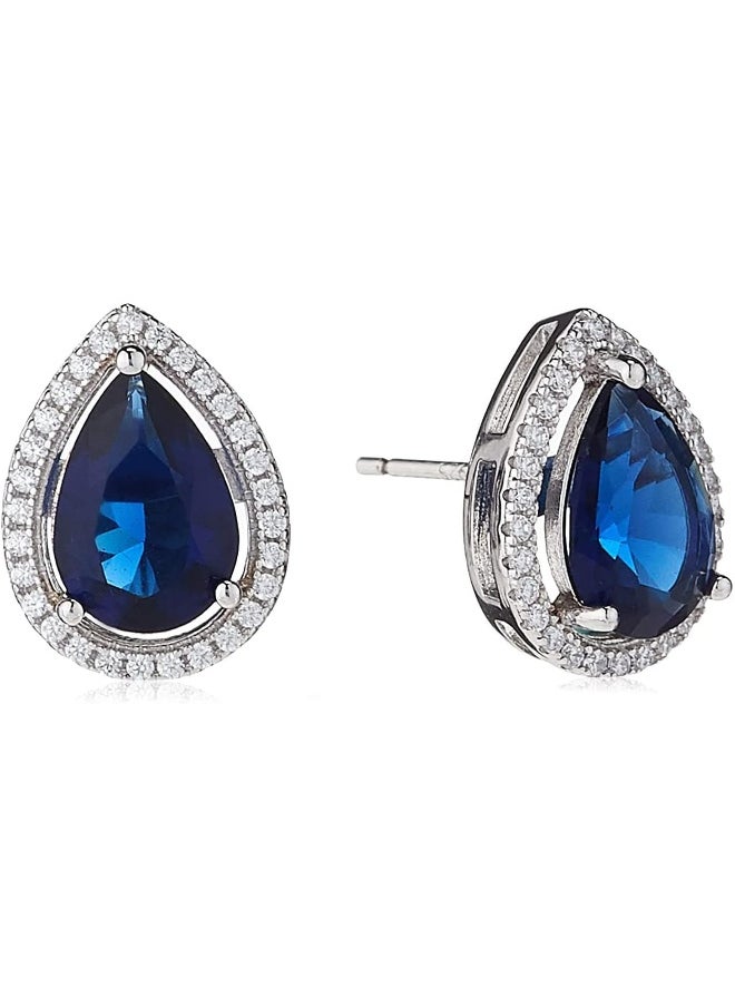 BUCKLEY LONDON The Flawless Collection - Sapphire Pear Halo Earrings  - Image 2