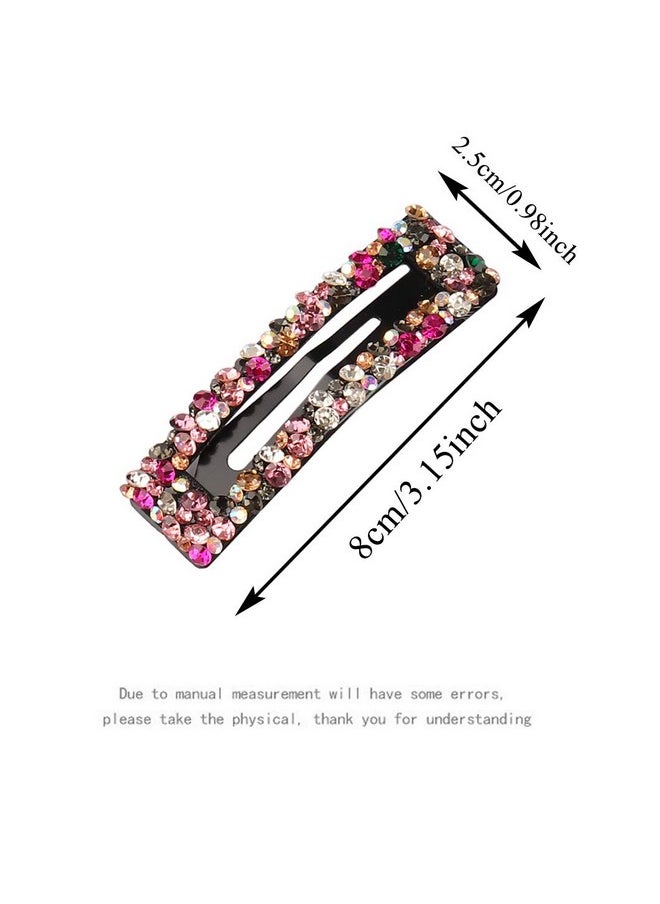 Messen Rectangle Sparkly Ab Crystal Hair Clips Fashion Large Hair Barrettes Wedding Decorative Bling Czech Diamond Hairpins Handmade Rhinestone Snap Clips For Women Girls (6 Colors / 6 Pcs)  - Image 3