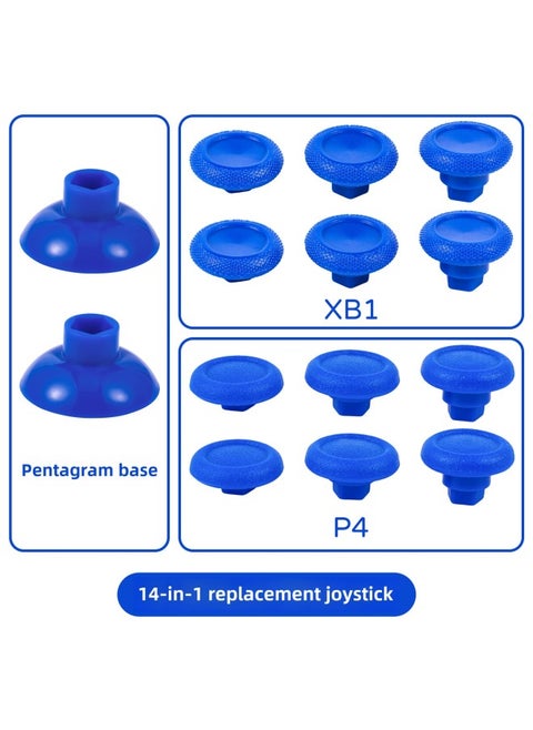 [Source Manufacturer] PS5/PS4/XB1/handle 14-in-1 Suit Universal Swing Head Replacement Rocker Button Cap-Product Color:PS4/XB1-dark Blue/14 In 1-/with Packaging