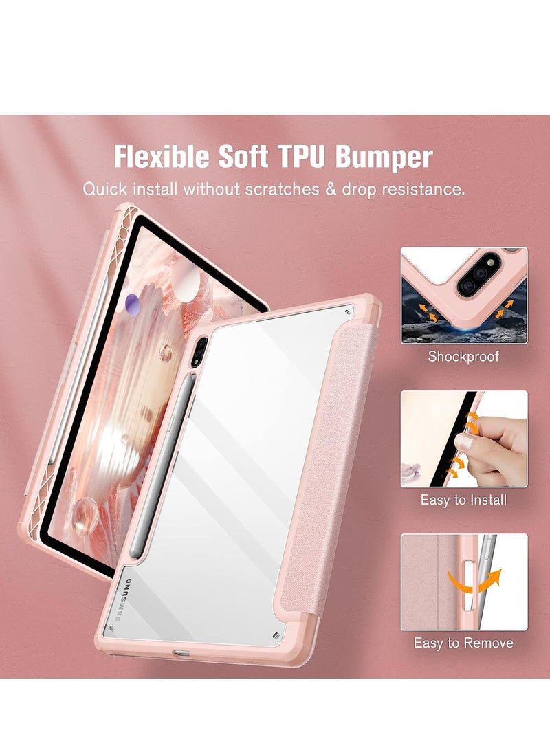 Case for Samsung Galaxy Tab S8/Tab S7 11 Inch (Model SM-X700/X706/T870/T875/T878) with Pen Holder, Shockproof Cover with Clear Transparent Back Shell, Auto Wake Sleep - Image 3