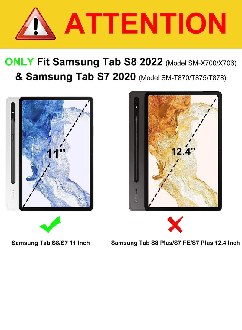 Case for Samsung Galaxy Tab S8/Tab S7 11 Inch (Model SM-X700/X706/T870/T875/T878) with Pen Holder, Shockproof Cover with Clear Transparent Back Shell, Auto Wake Sleep - Image 4
