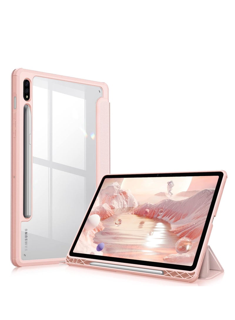 Case for Samsung Galaxy Tab S8/Tab S7 11 Inch (Model SM-X700/X706/T870/T875/T878) with Pen Holder, Shockproof Cover with Clear Transparent Back Shell, Auto Wake Sleep - Image 1