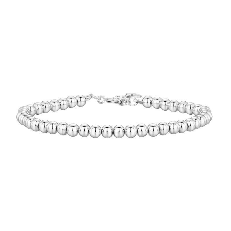PAVOI 14K White Gold Plated Beaded Bracelet | Womens Ball Bracelet | Plated Gold Bracelets For Women - Image 1