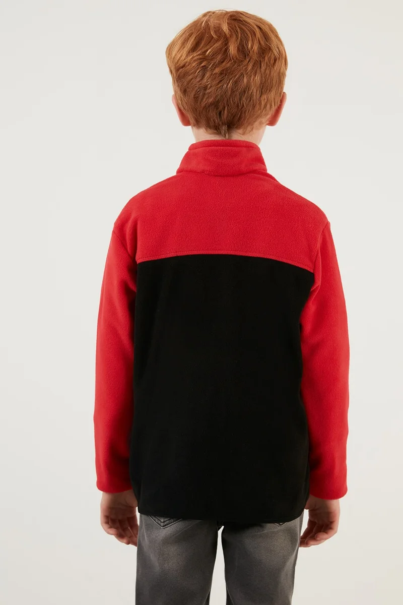 Lela Soft Textured Zippered Color Block Stand Collar Pocket Fleece Unisex Children's Fleece 5905001