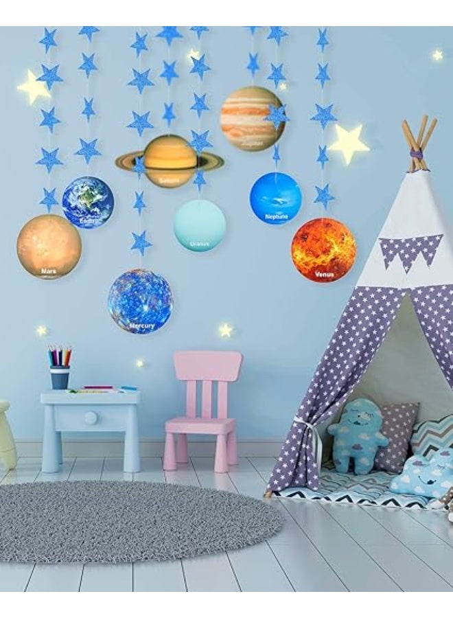 Solar System Banner, 8 Planets & Blue Star Fancy Paper Garland For Kids' Bedroom, Astronaut Birthday Party Decor (No Color Specified) - Image 5