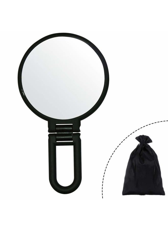 Aestivate Makeup Hand Mirror, Travel Handheld Mirror Double-Sided 360 Adjustable Cosmetic Hand Mirror Round Black - Image 1