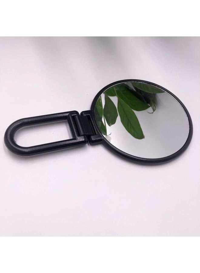 Aestivate Makeup Hand Mirror, Travel Handheld Mirror Double-Sided 360 Adjustable Cosmetic Hand Mirror Round Black - Image 2