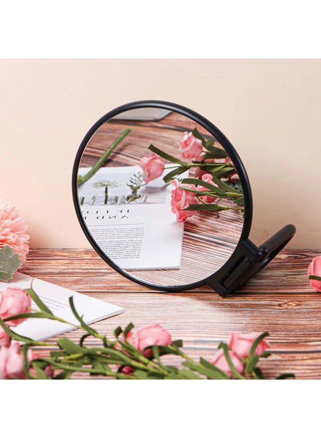 Aestivate Makeup Hand Mirror, Travel Handheld Mirror Double-Sided 360 Adjustable Cosmetic Hand Mirror Round Black - Image 5