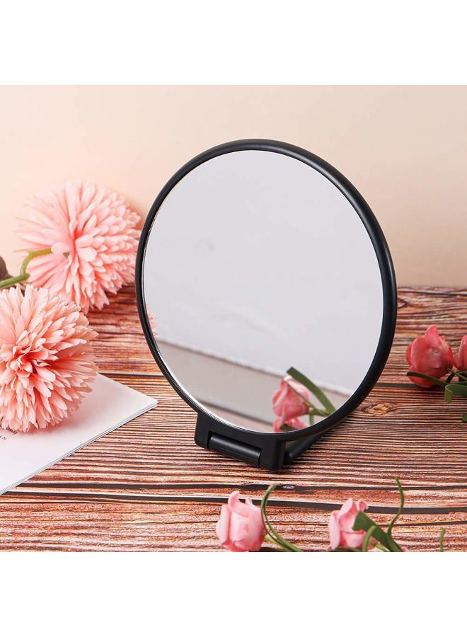 Aestivate Makeup Hand Mirror, Travel Handheld Mirror Double-Sided 360 Adjustable Cosmetic Hand Mirror Round Black - Image 4