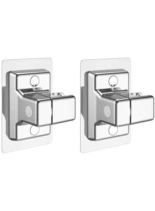Universal Wall Mount Shower Head Holder with Strong Paste, 360° Adjustable Bracket, Removable Suction Cup, 2PCS, Silver - Image 1