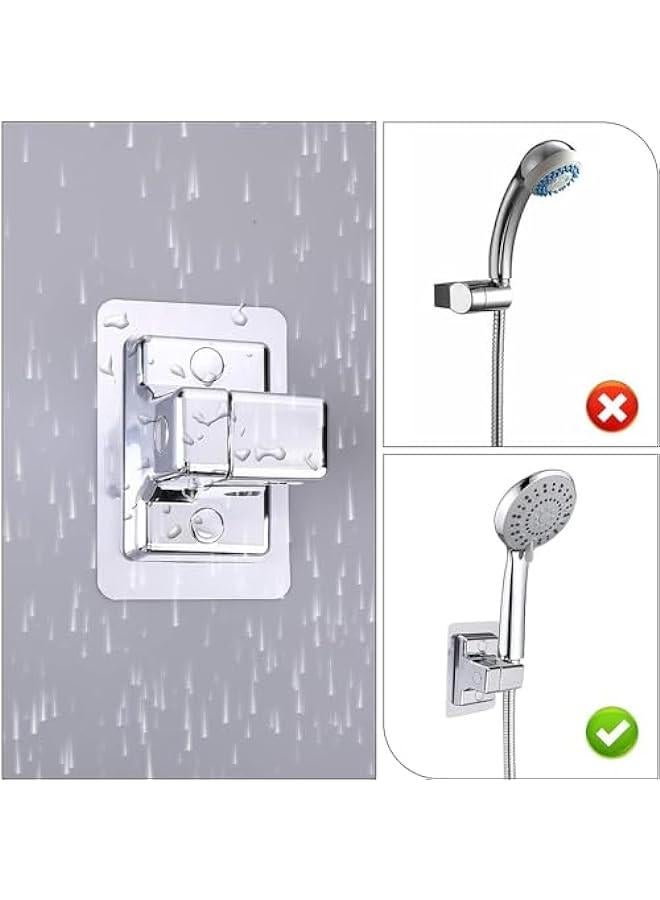 Universal Wall Mount Shower Head Holder with Strong Paste, 360° Adjustable Bracket, Removable Suction Cup, 2PCS, Silver - Image 5