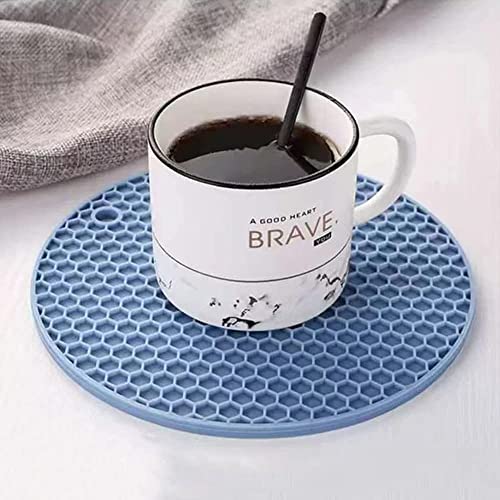 FS COOL Silicone Trivet mat, Multi-Purpose Heat mat, Non-Slip Insulation mat Heat-Resistant, hot Pot Rack-Drying mat, Heat-Resistant Kitchen Heat mat for countertops and Tables (Pack of 4, Blue) - Image 4