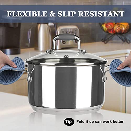 FS COOL Silicone Trivet mat, Multi-Purpose Heat mat, Non-Slip Insulation mat Heat-Resistant, hot Pot Rack-Drying mat, Heat-Resistant Kitchen Heat mat for countertops and Tables (Pack of 4, Blue) - Image 5