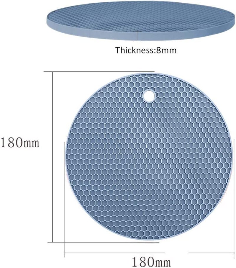 FS COOL Silicone Trivet mat, Multi-Purpose Heat mat, Non-Slip Insulation mat Heat-Resistant, hot Pot Rack-Drying mat, Heat-Resistant Kitchen Heat mat for countertops and Tables (Pack of 4, Blue) - Image 2